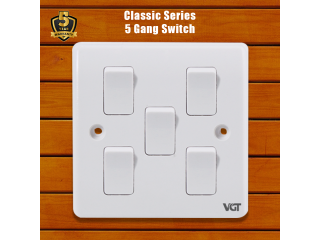 5-Gang 1-Way Switch | Gang Switch | VGT (Classic Series)