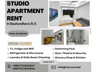 Short Term Long Term Rent For Two Room Furnished Serviced Apartment in Bashundhara R/A